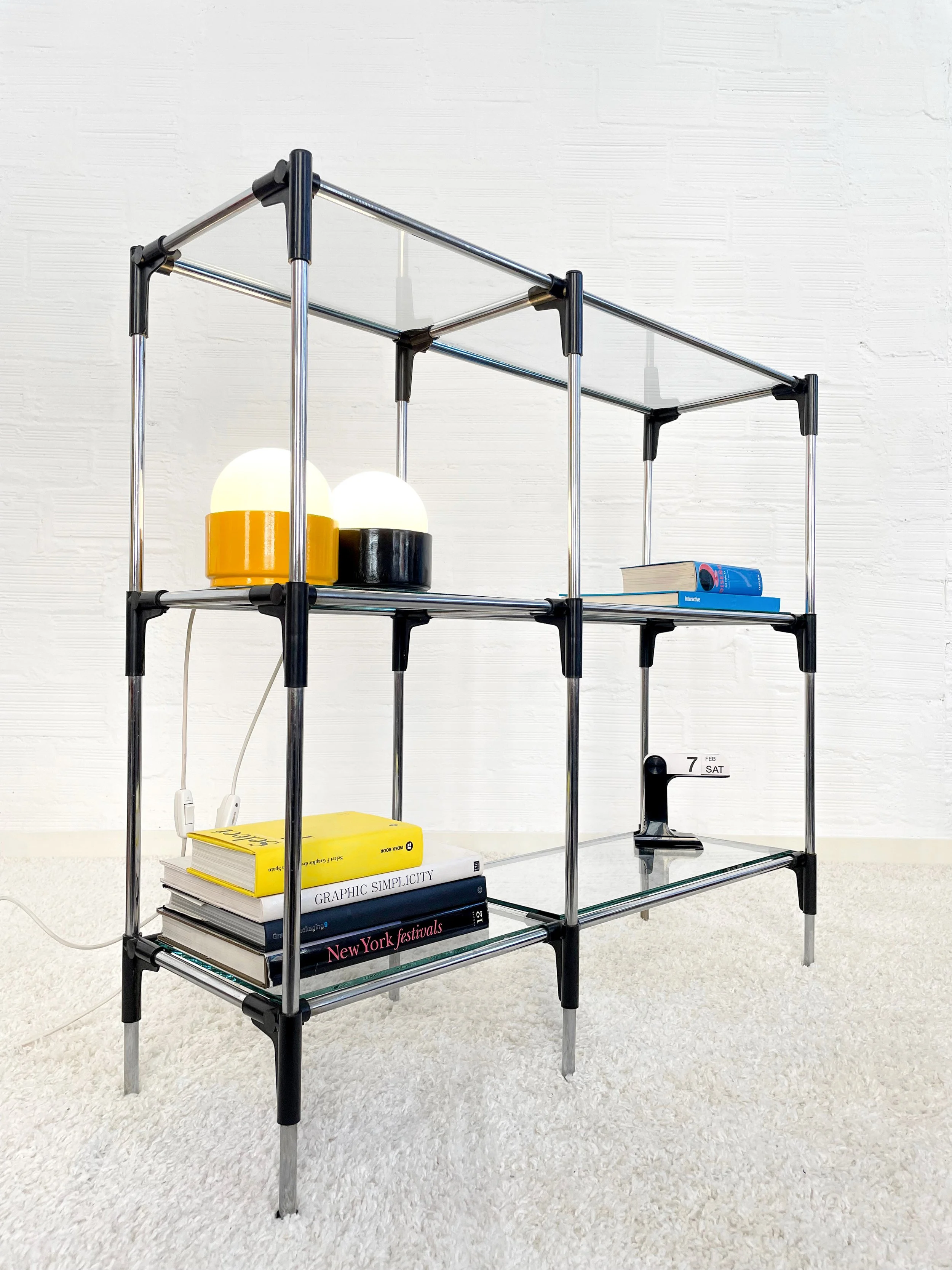 Estantería modular cristal. España 80s. Monda Lironda Vintage