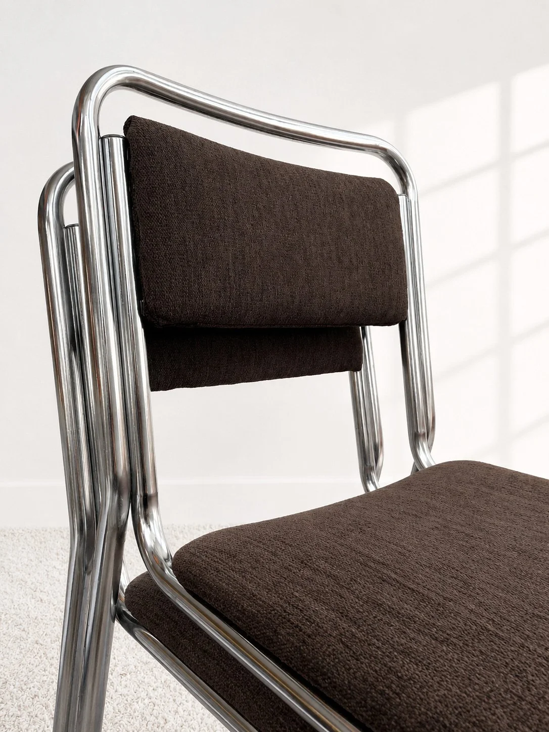 Sillas bauhaus cromadas. Tapizado chenilla. 70s. Monda Lironda Vintage