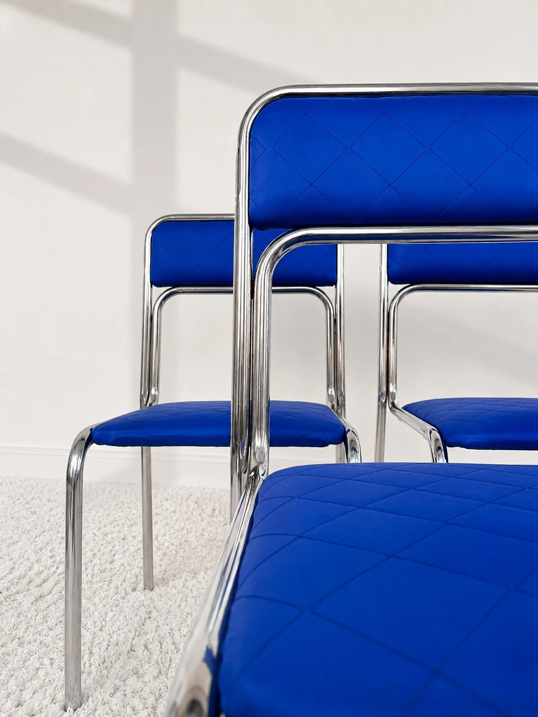 Sillas bauhaus azul índigo. Italia 1970. Monda Lironda Vintage