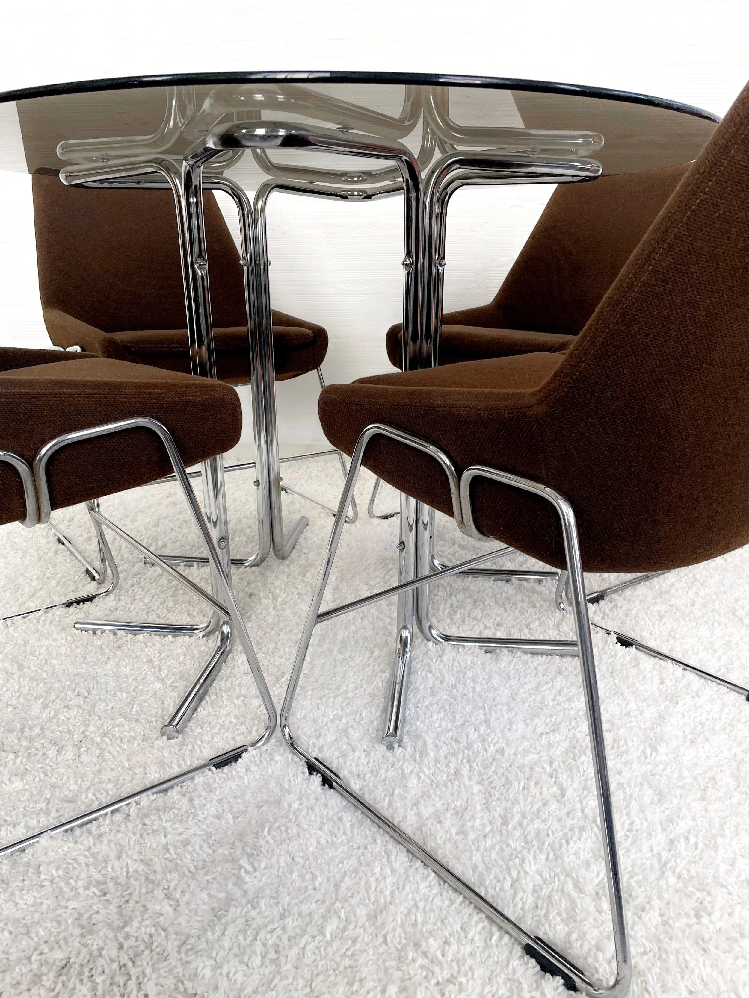 Mesa comedor vintage. Estructura cromada estrella. 70s. Monda Lironda Vinatge