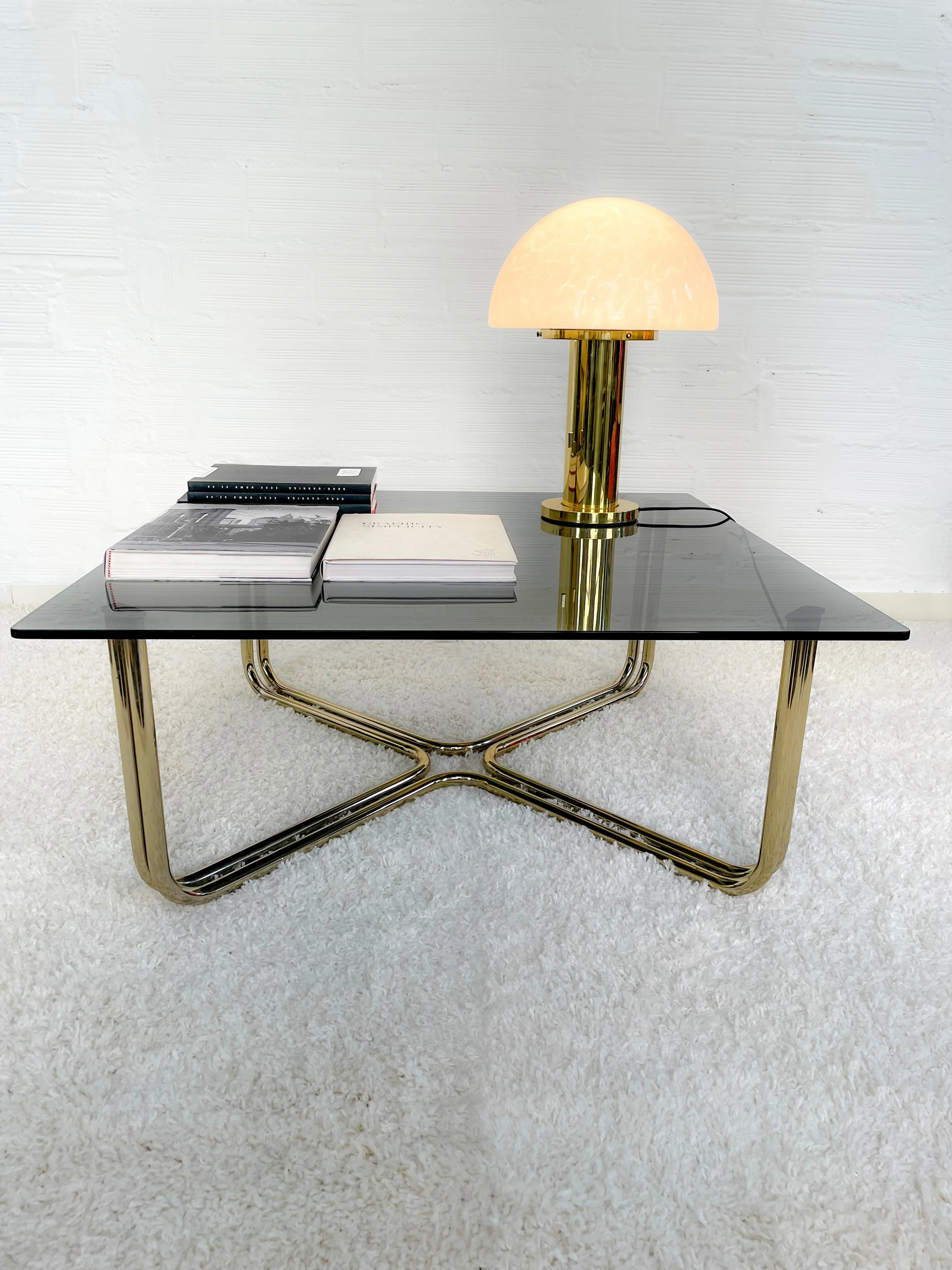 Mesa de centro estilo Giancarlo Frattini. Italia. 70s. Monda Lironda Vintage
