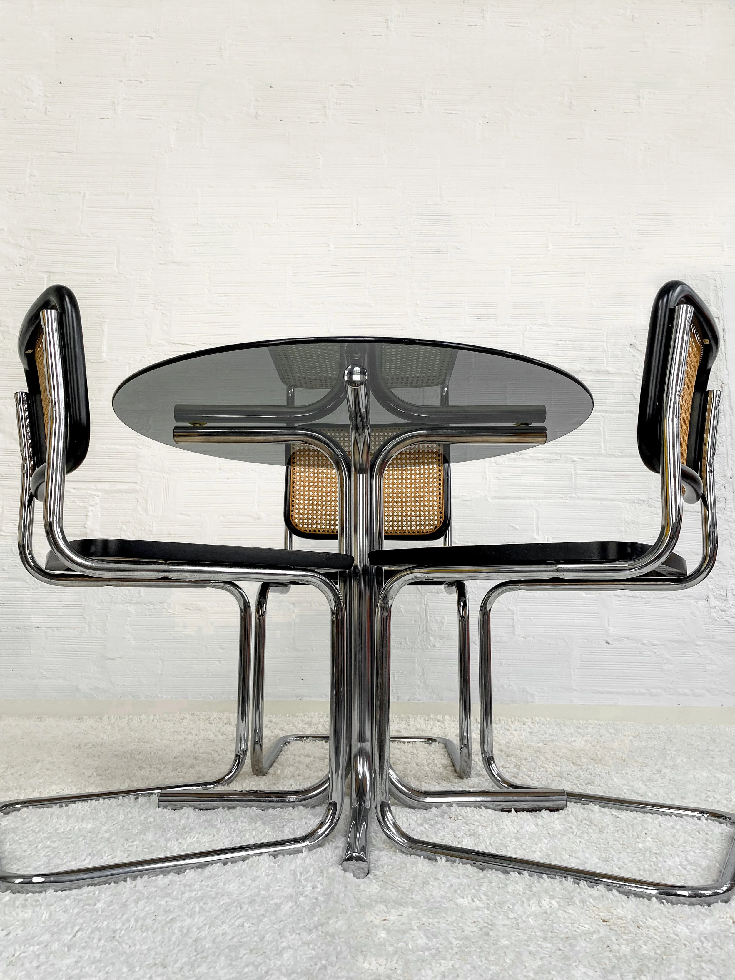 Mesa comedor vintage. Estructura cromada. 70s. Monda Lironda Vintage