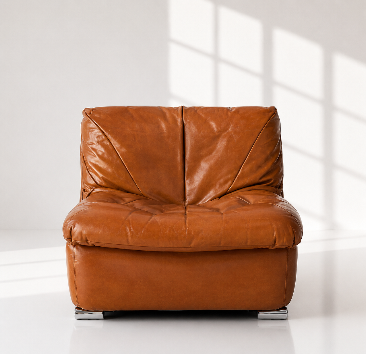 Sillón modular color coñac. Francia_70s. Monda Lironda Vintage