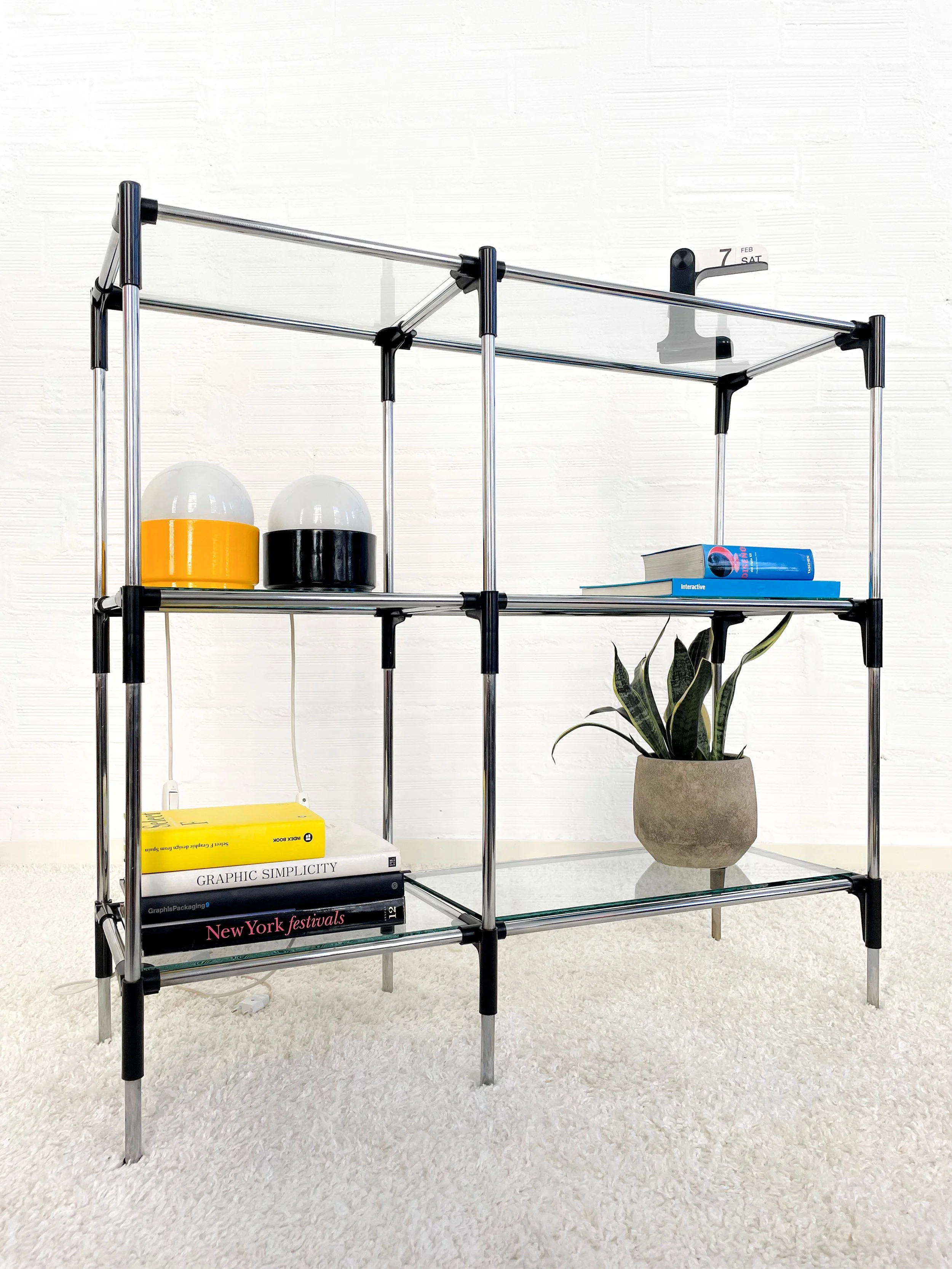 Estantería modular cristal. España 80s. Monda Lironda Vintage