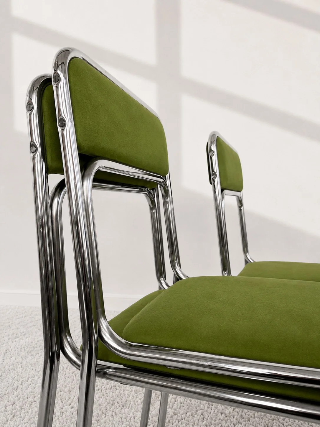 Sillas bauhaus terciopelo verde. Italia 1970. Monda Lironda Vintage