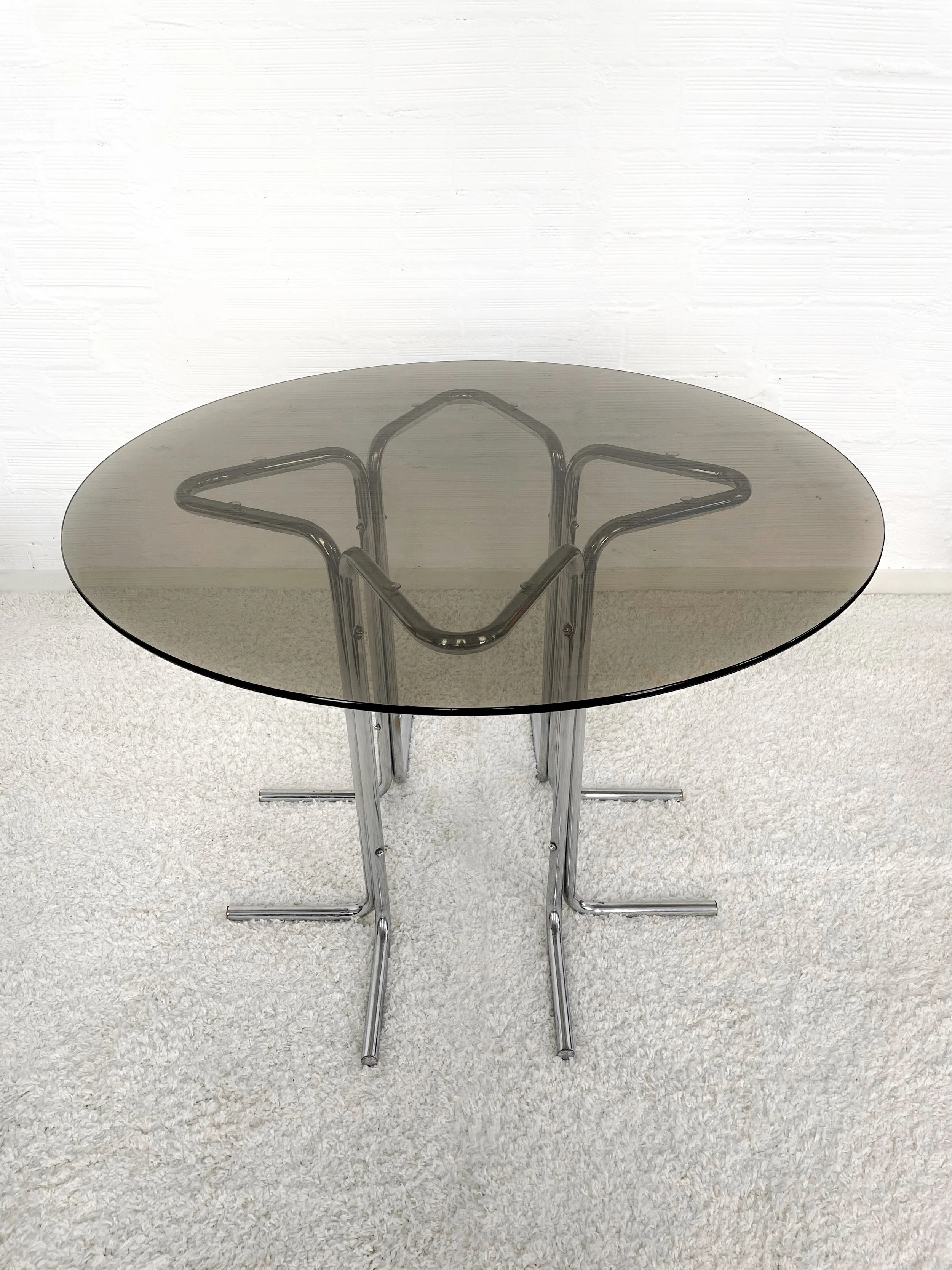 Mesa comedor vintage. Estructura cromada estrella. 70s. Monda Lironda Vinatge