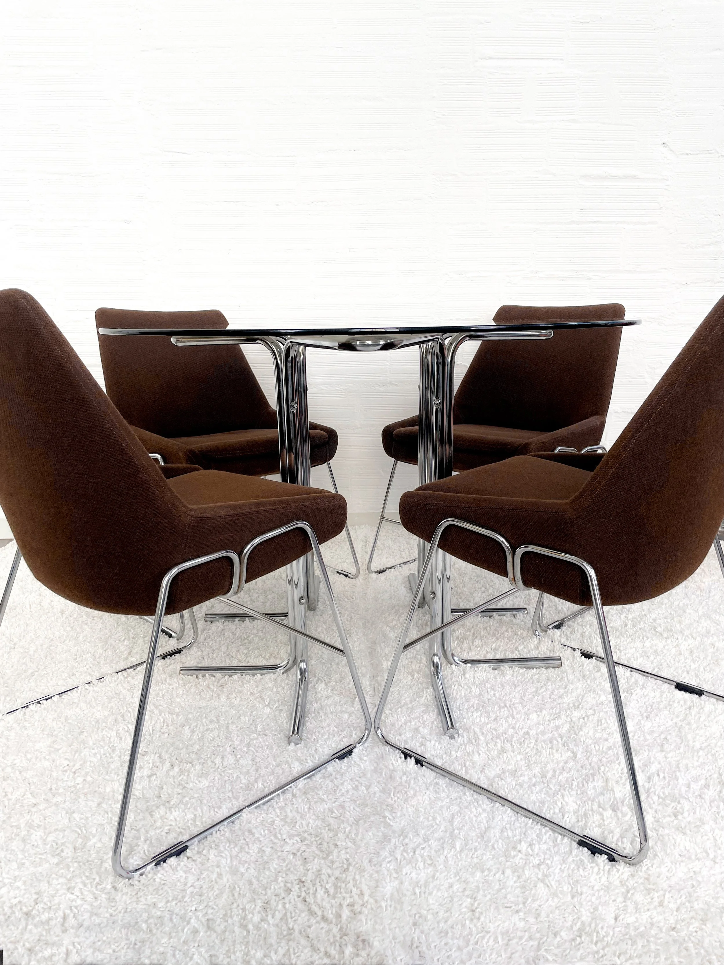 Mesa comedor vintage. Estructura cromada estrella. 70s. Monda Lironda Vinatge