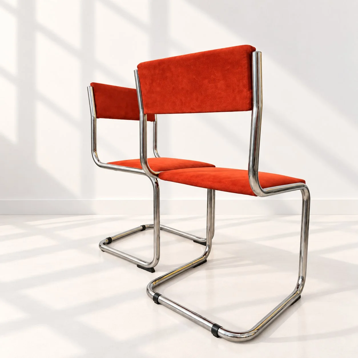 Sillas cantilever. Italia años 70. Tapizado antelina color teja. Monda Lironda Vintage