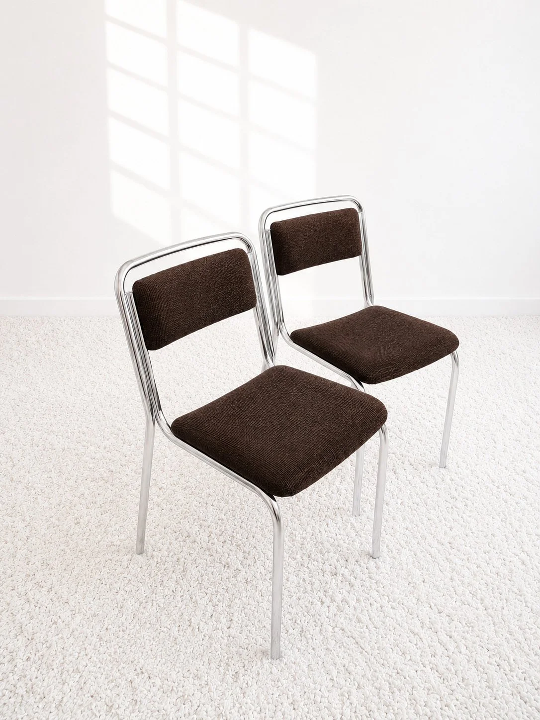Sillas bauhaus cromadas. Tapizado chenilla. 70s. Monda Lironda Vintage