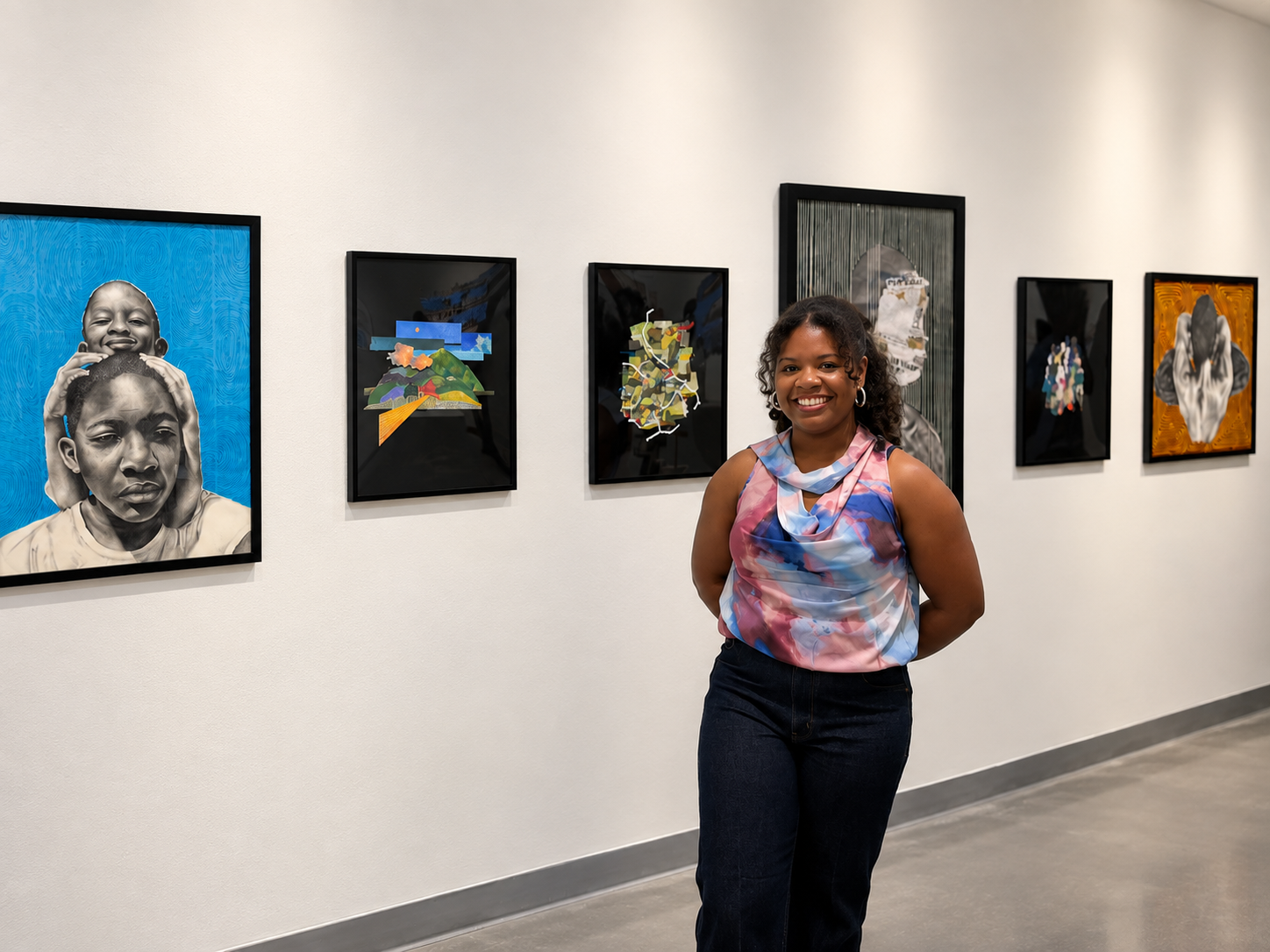 black woman standing in front of artwork