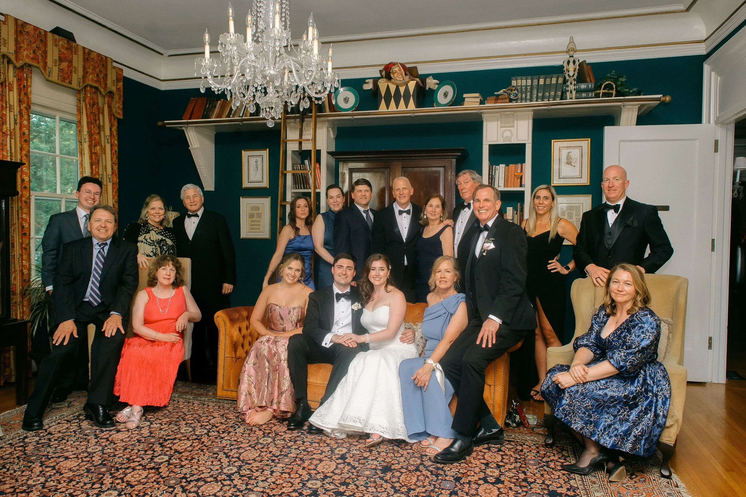 Family portrait at the Morehead Inn in the library.