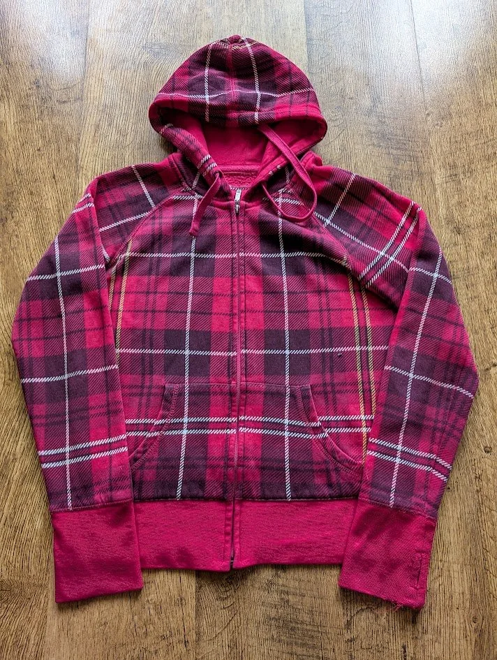Pink Plaid Zip Up Hoodie
