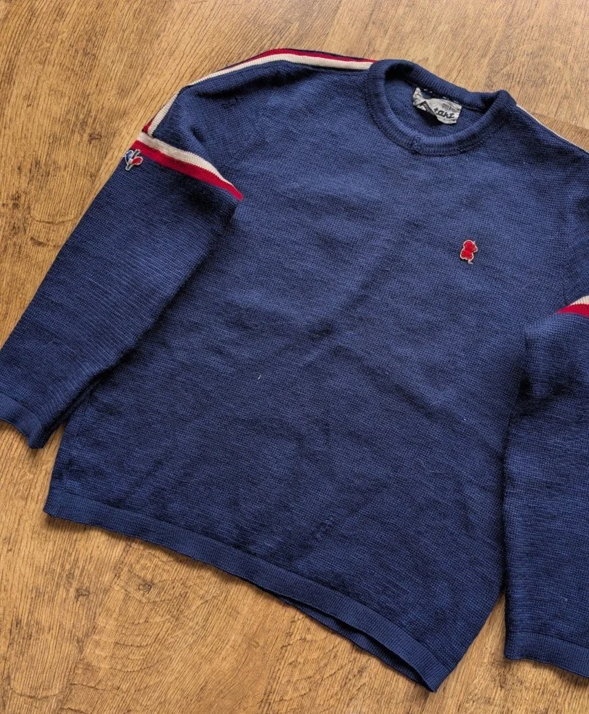 Vintage 1970's Striped Montant Ski Sweater Made in France