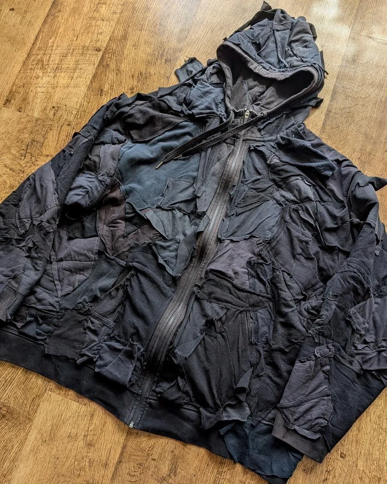 Black Rag Zip Up Hoodie