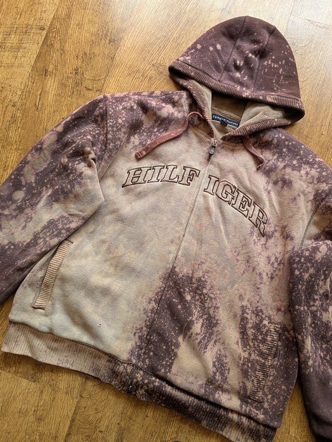 Bleach Splatter Lined Zip Up Hoodie