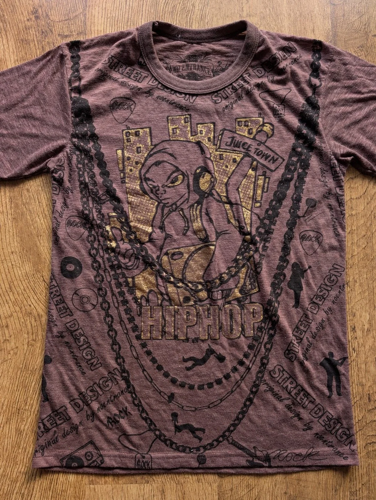 Brown No Entrance Y2K Style Hip Hop T-Shirt