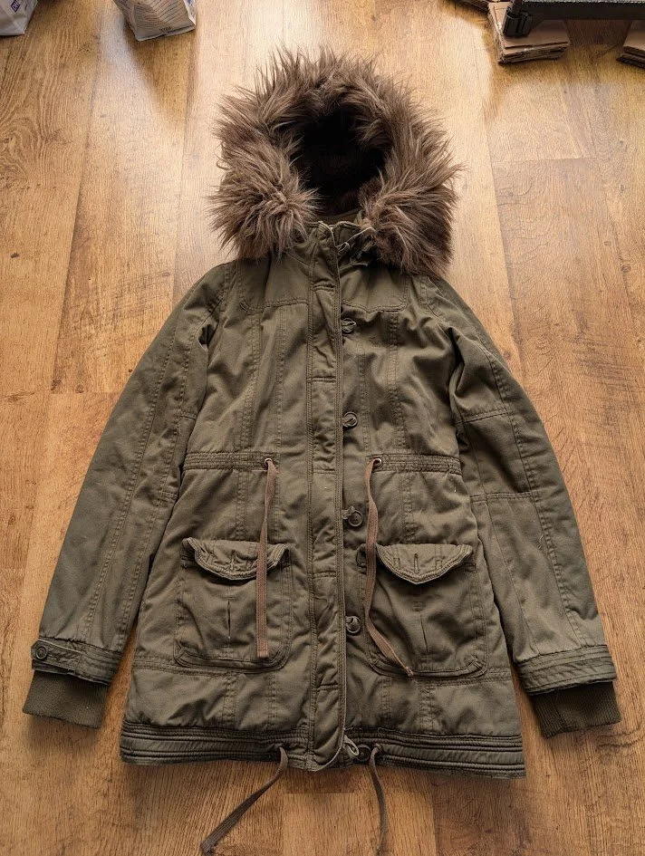 Abercrombie & Fitch Fur Hood Cargo Military Jacket