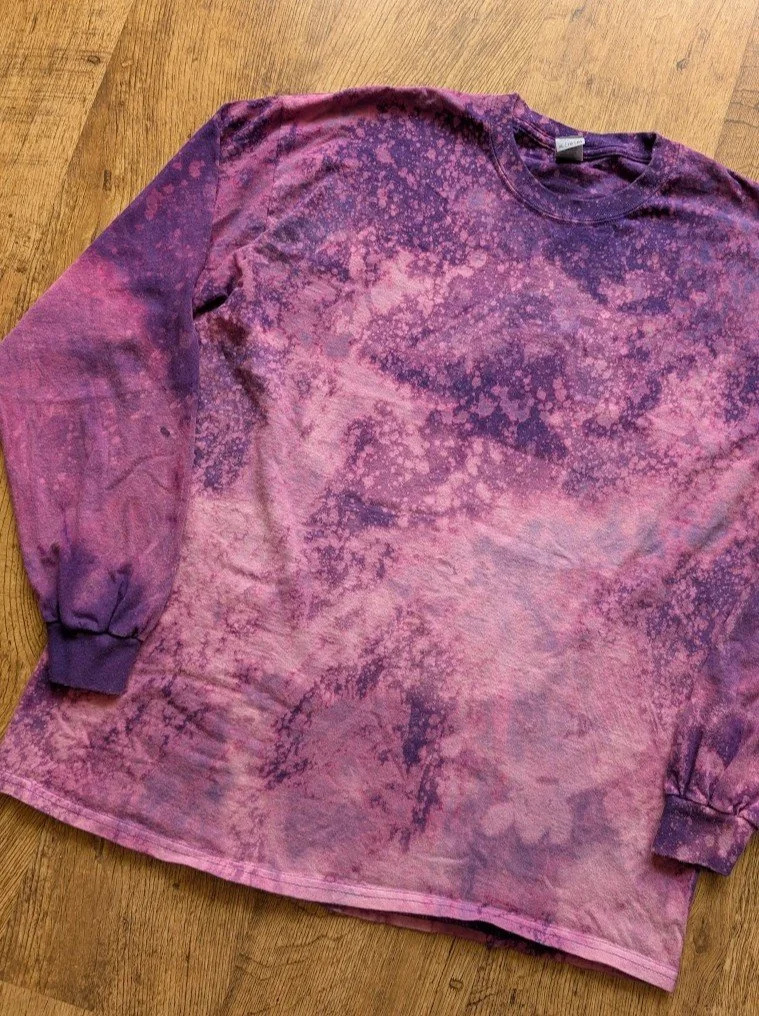 Purple Bleach Splatter Long Sleeve