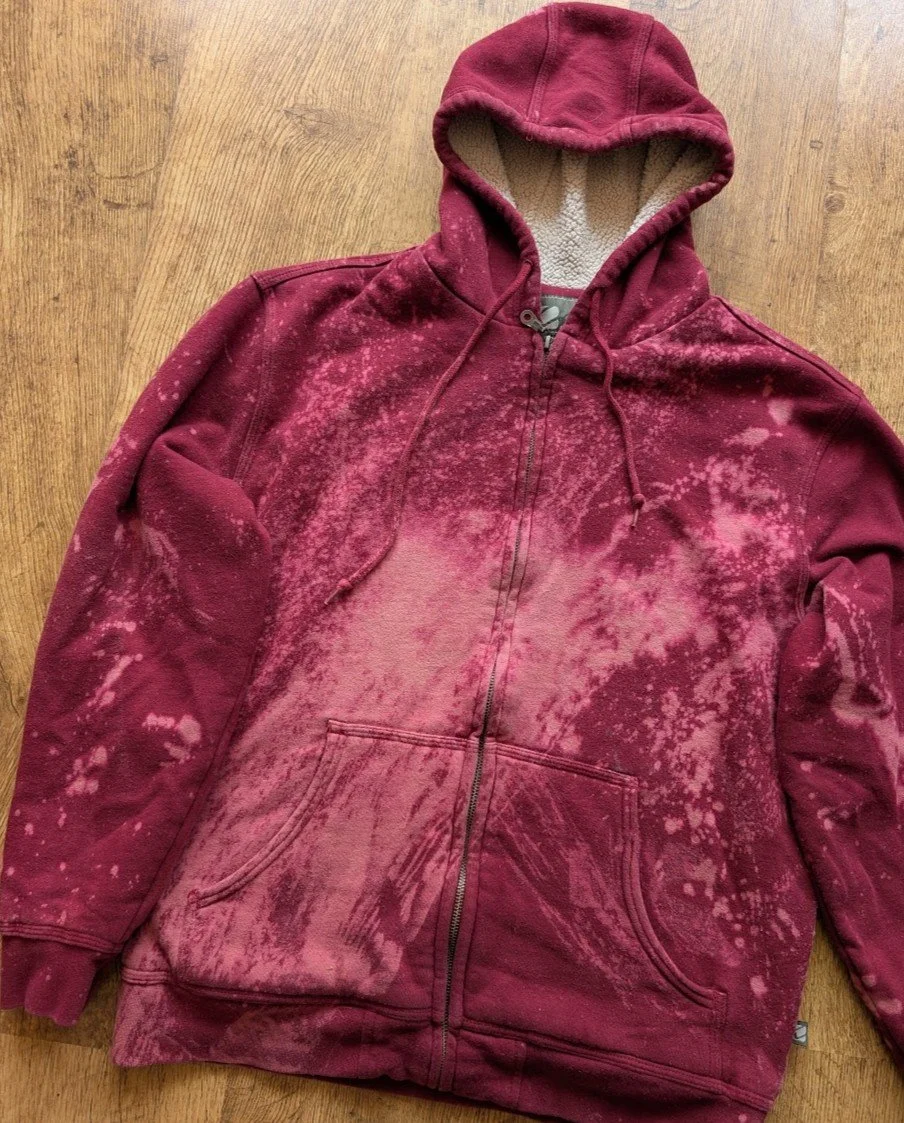 Red Bleach Splatter Zip Up Hoodie