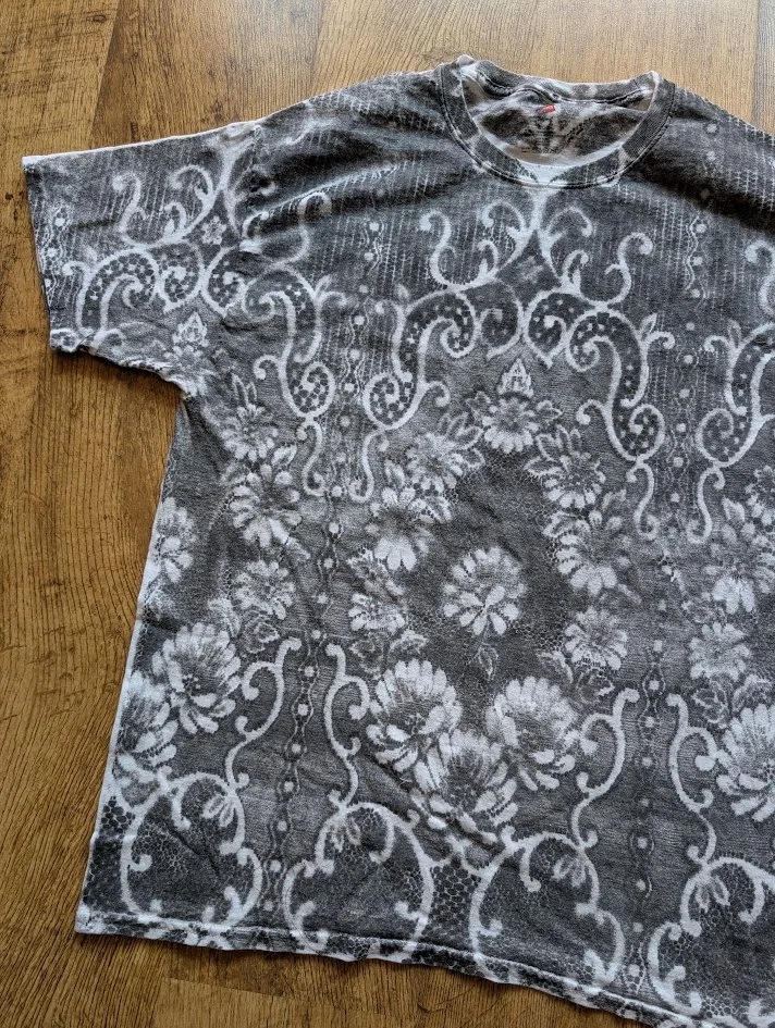 White Floral Stenciled T-Shirt