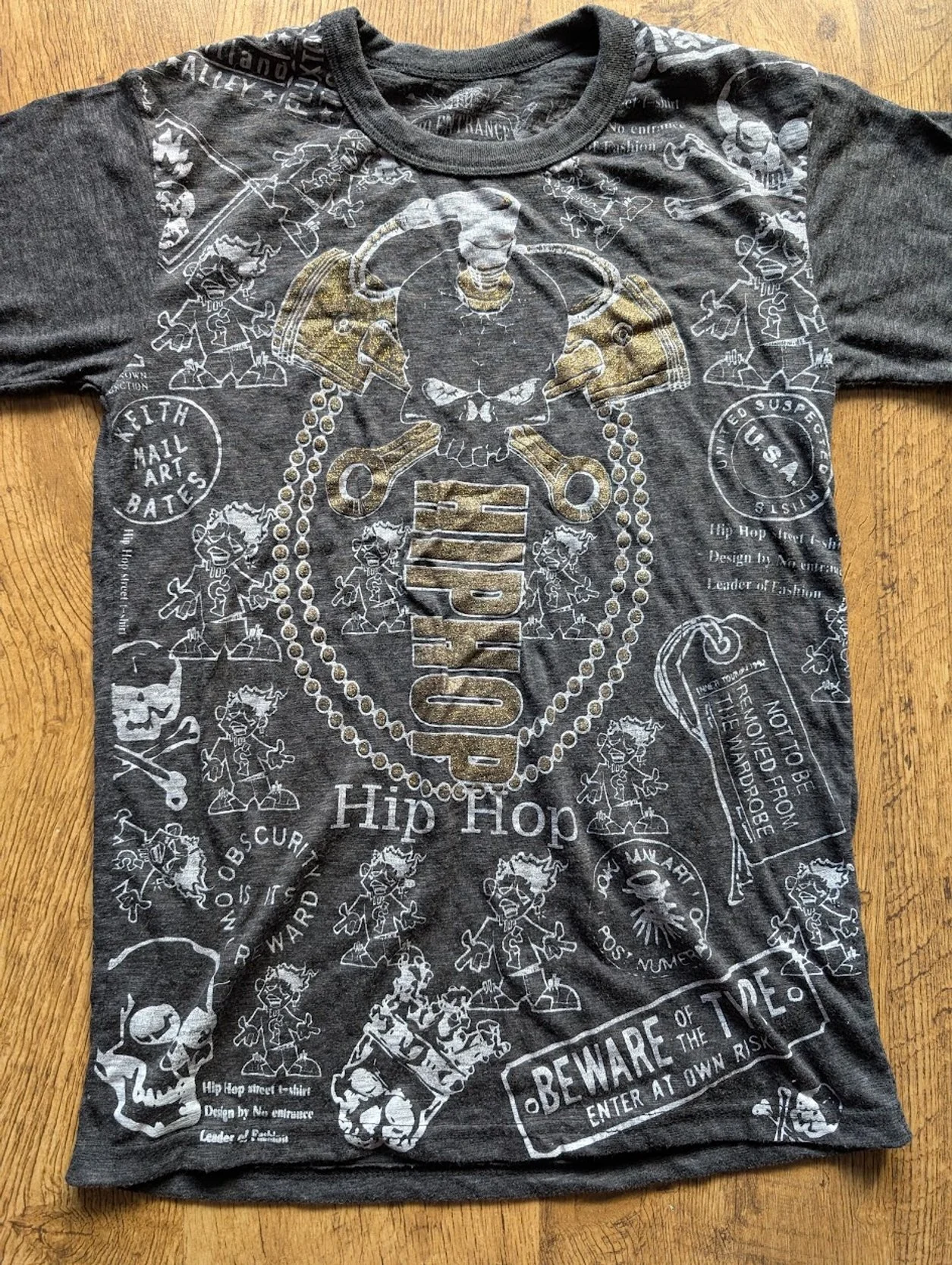 Grey No Entrance Y2K Hip Hop T-Shirt
