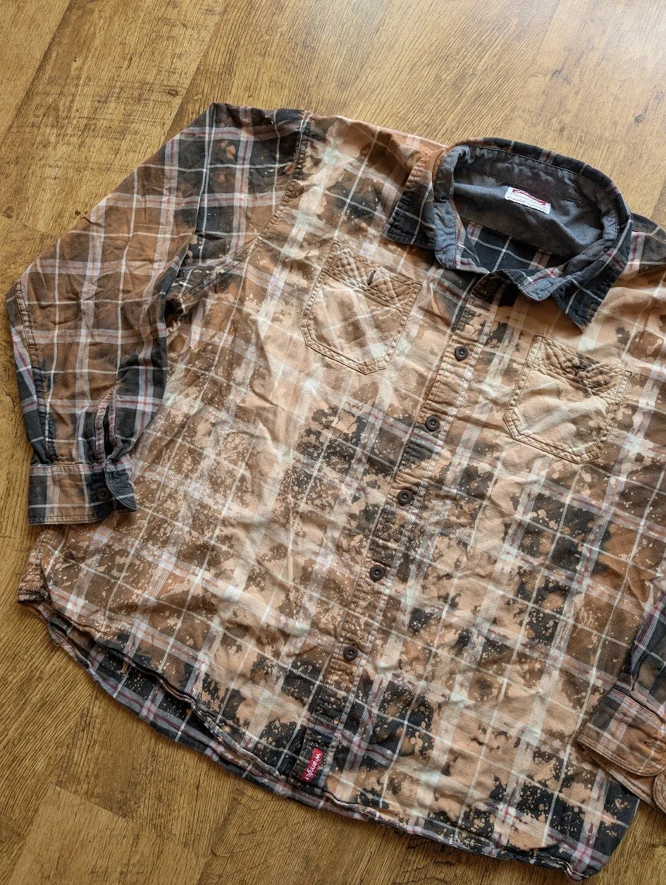 Over Bleached Wrangler Plaid Button Up
