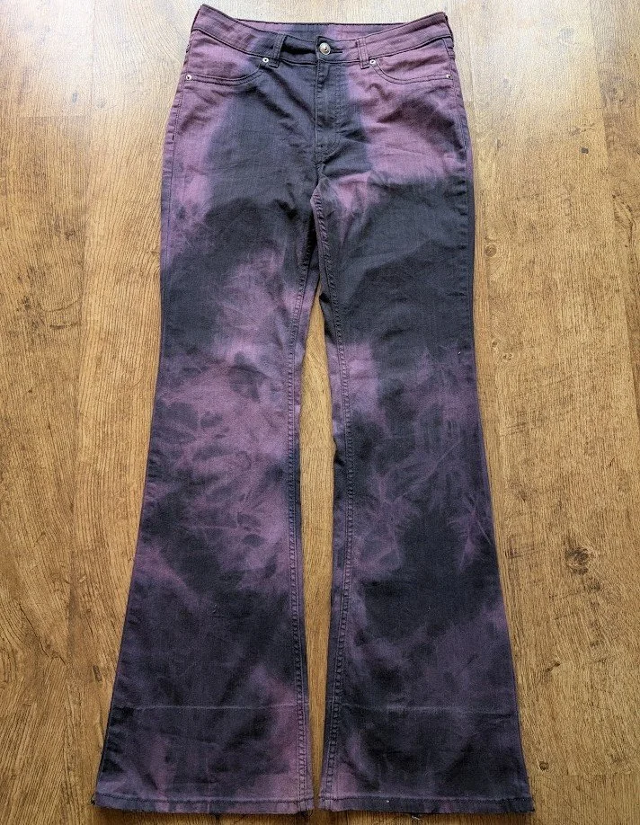 Bleached Purple Pinstripe Skinny Flared Pants