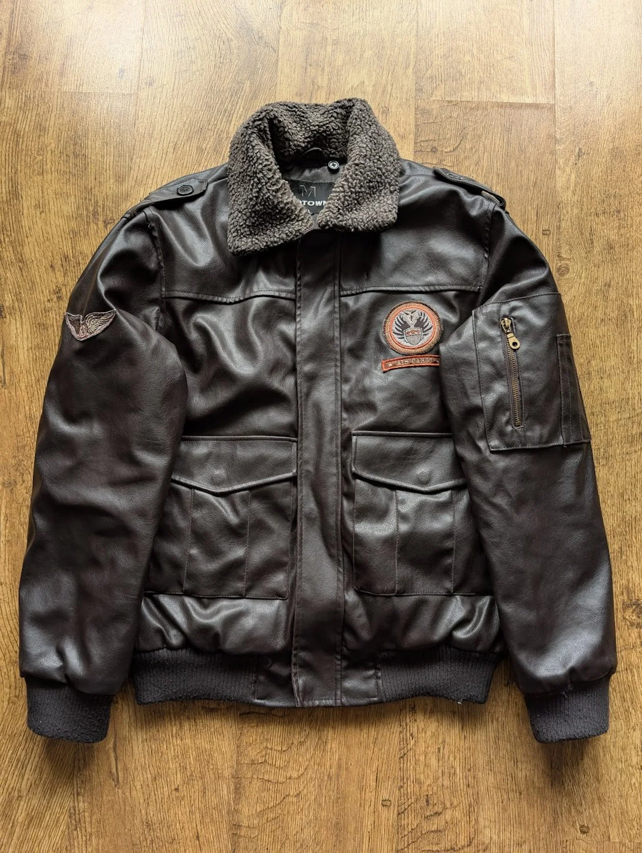 Midtown Faux Leather Aviator Jacket