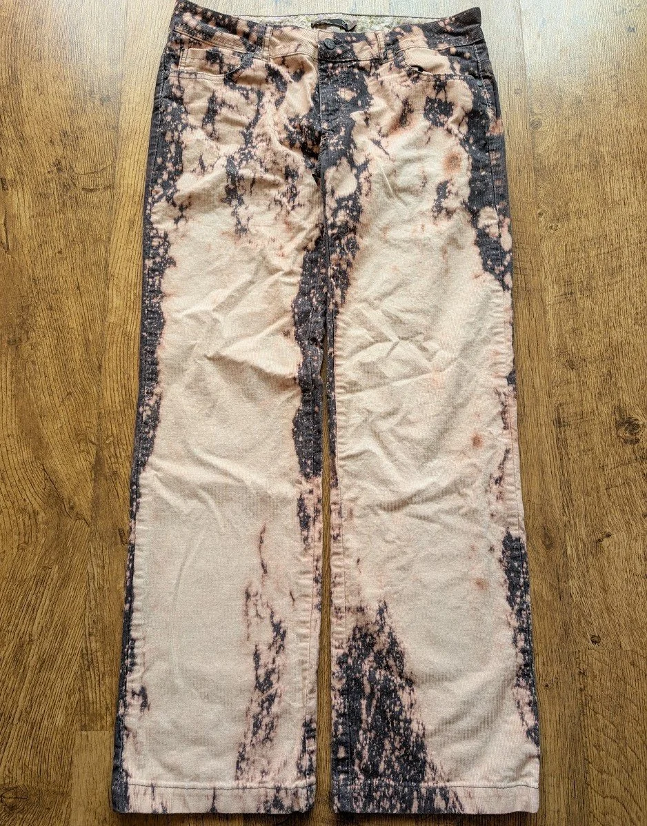 Straight Legged Over Bleached Corduroy Pants