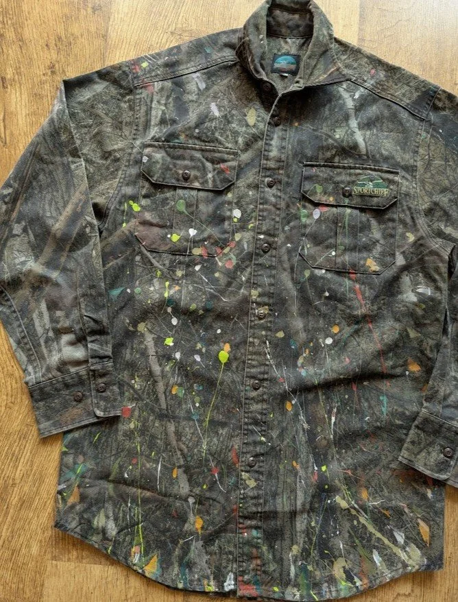 Paint Splatter Camo Button Up