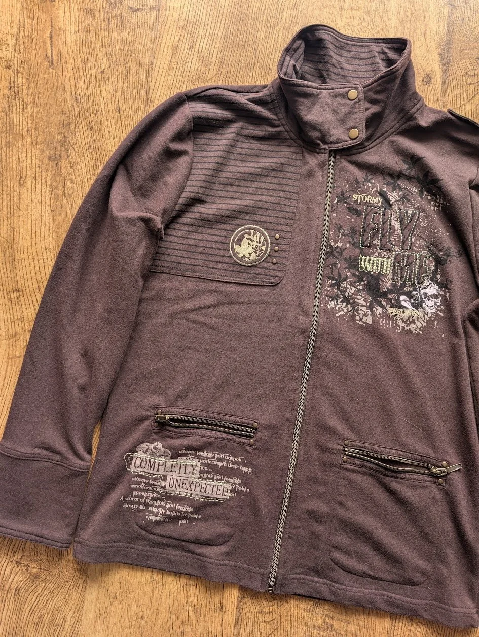 Fly With Me Y2K Zip Up Long Sleeve