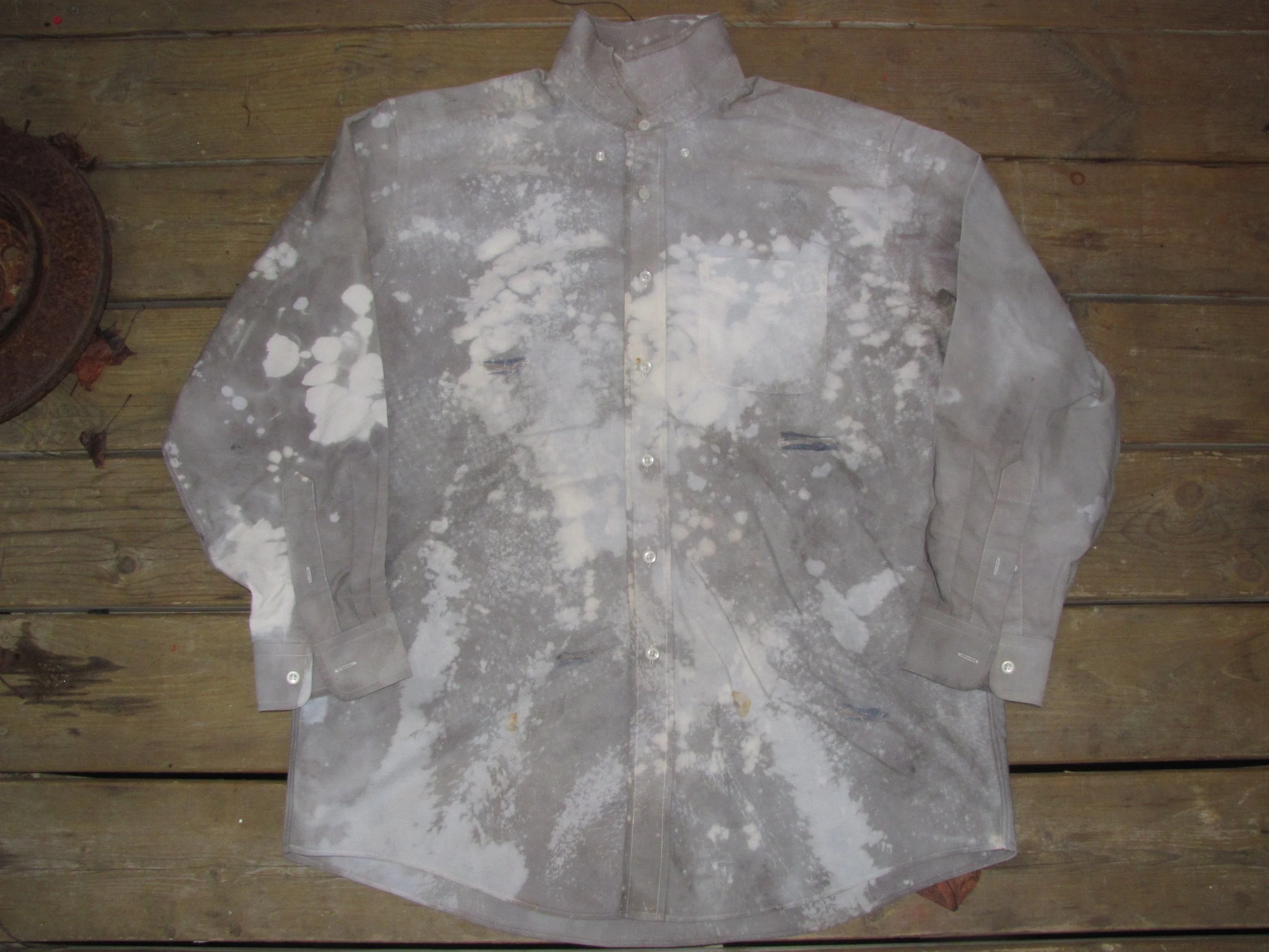 Mud Washed Over Bleached Button Up