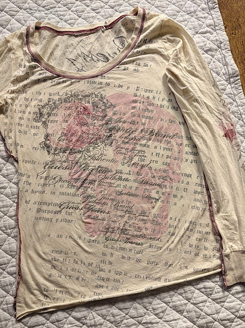 Y2K Guess Skull Poem Long Sleeve Shirt