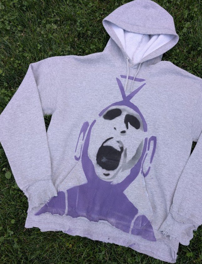 Medium Tinky Winky Slendytubbies Distressed Hoodie