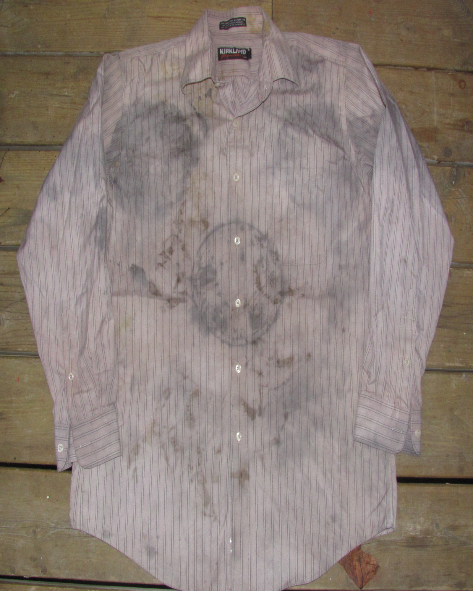 Leaf & Rust Dyed Vertical Stripe Button Up