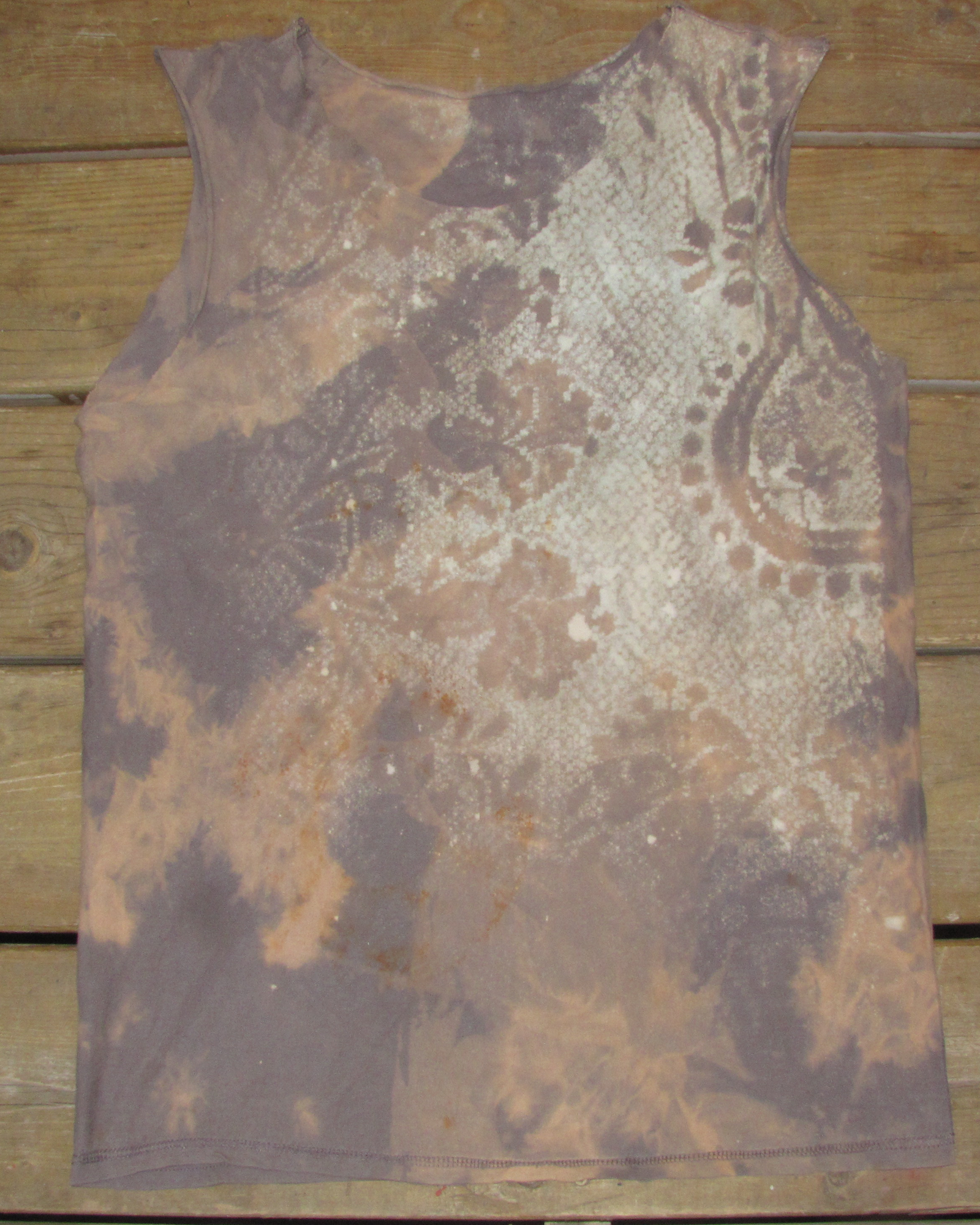 Bleached & Rust Dyed Floral Tank Top