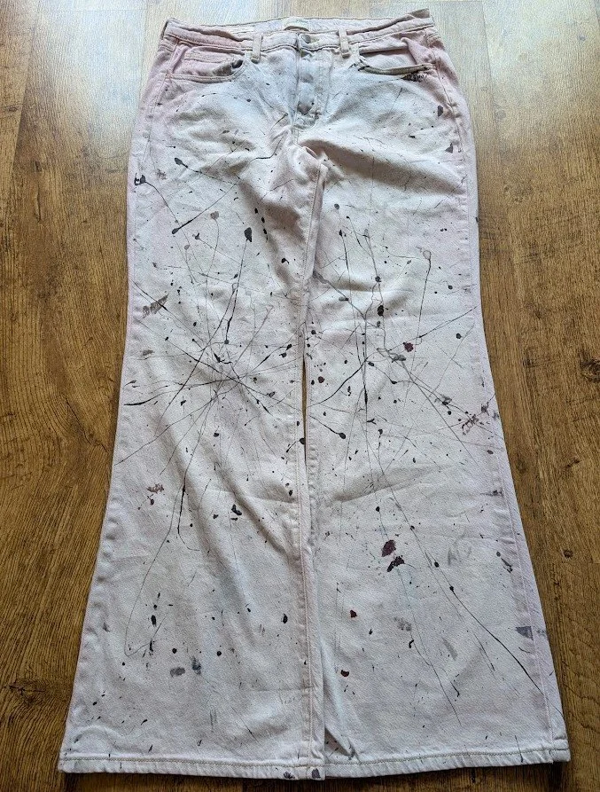 Bleached, Painted & Dyed Flared Denim Jeans