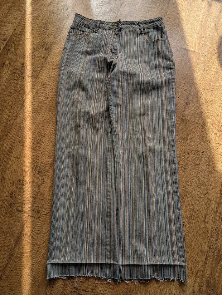 Vintage MC Multi Colored Straight Legged Pinstripe Denim Jeans