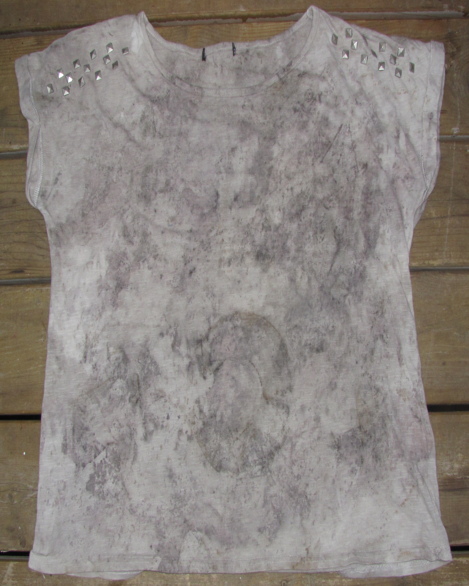 Leaf Imprint & Rust Dyed Studded Shirt