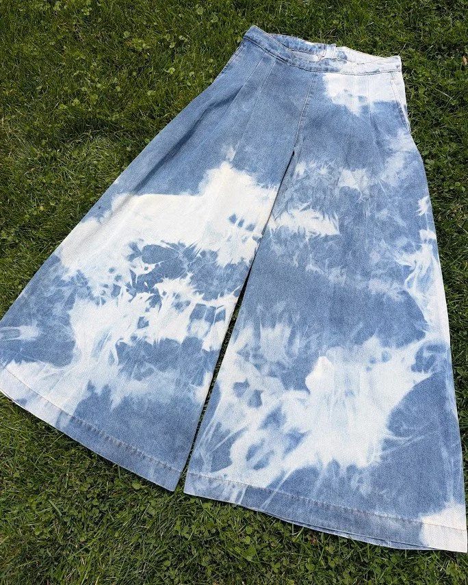 Super Wide Legged Bleached Denim Jeans