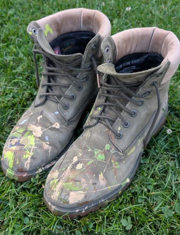 10.5 Paint Splatter Army Green Timberland Boots