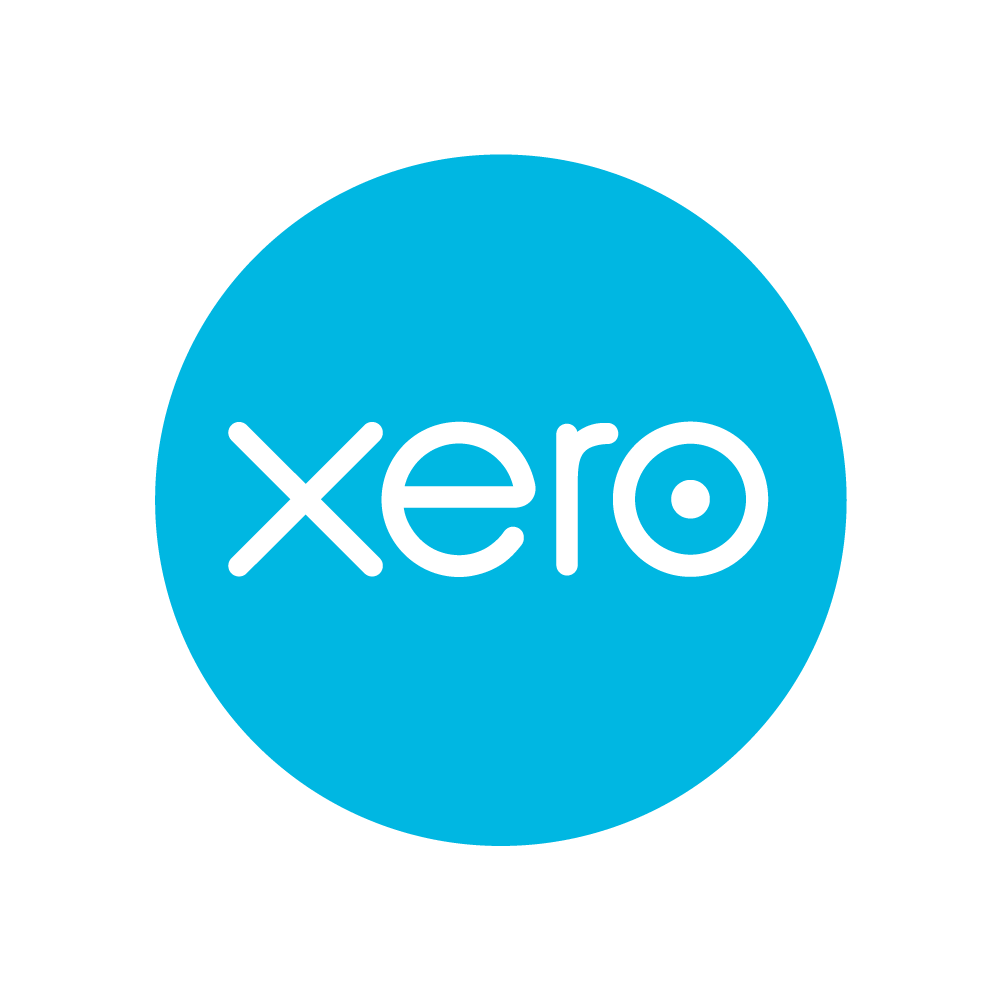 Xero logo in blue circle on black background.