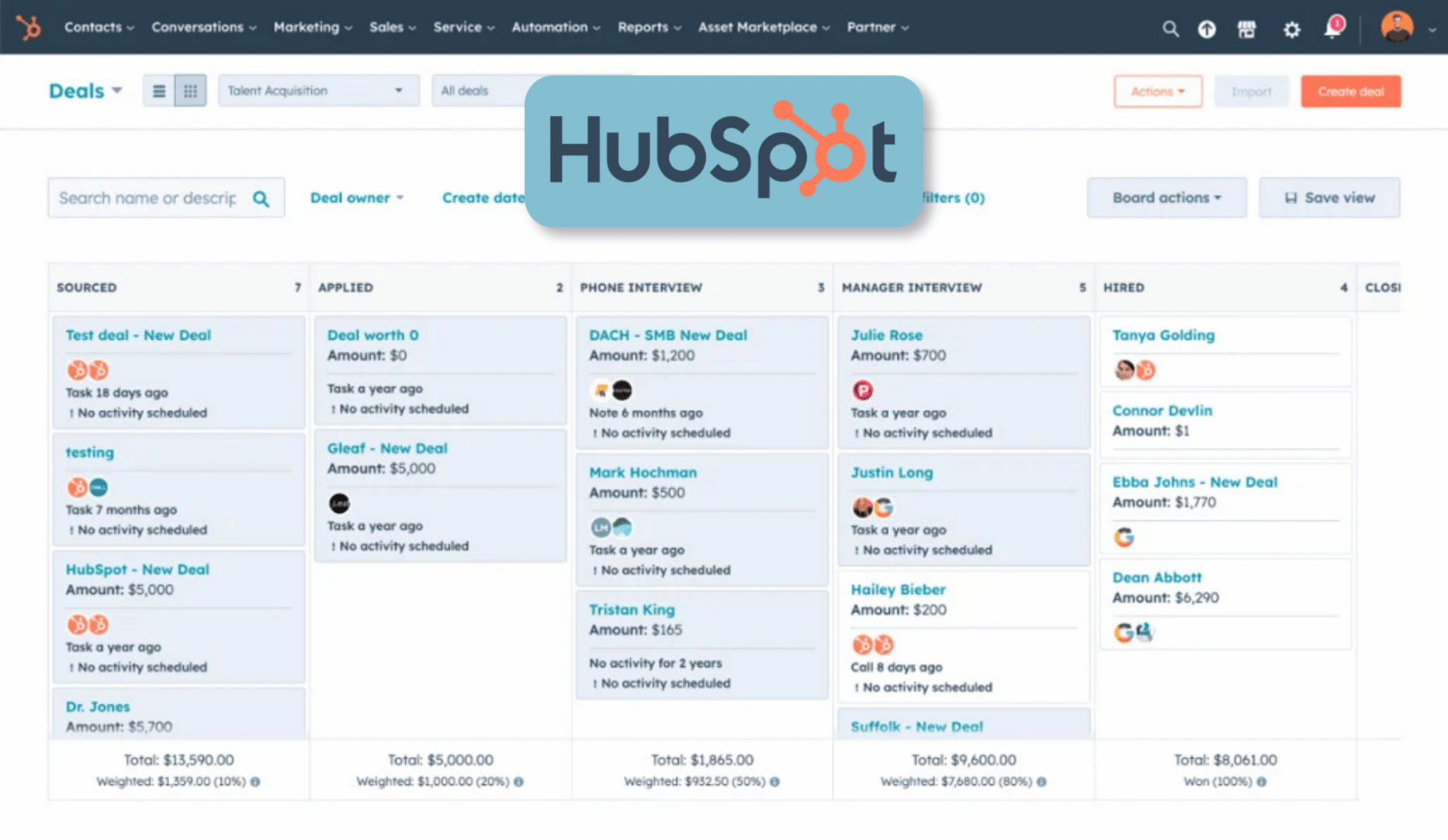 HubSpot deals pipeline board showing deal stages, amounts and activity — used by Zippily for NZ business CRM implementation
