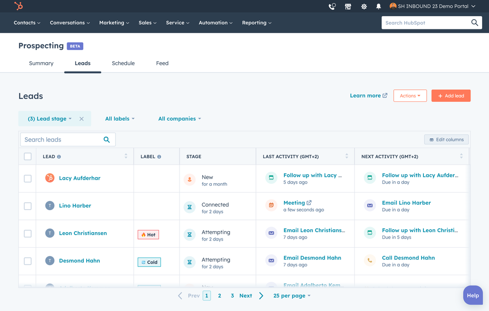HubSpot CRM leads dashboard showing pipeline activity, representing structured processes and improved visibility across sales operations