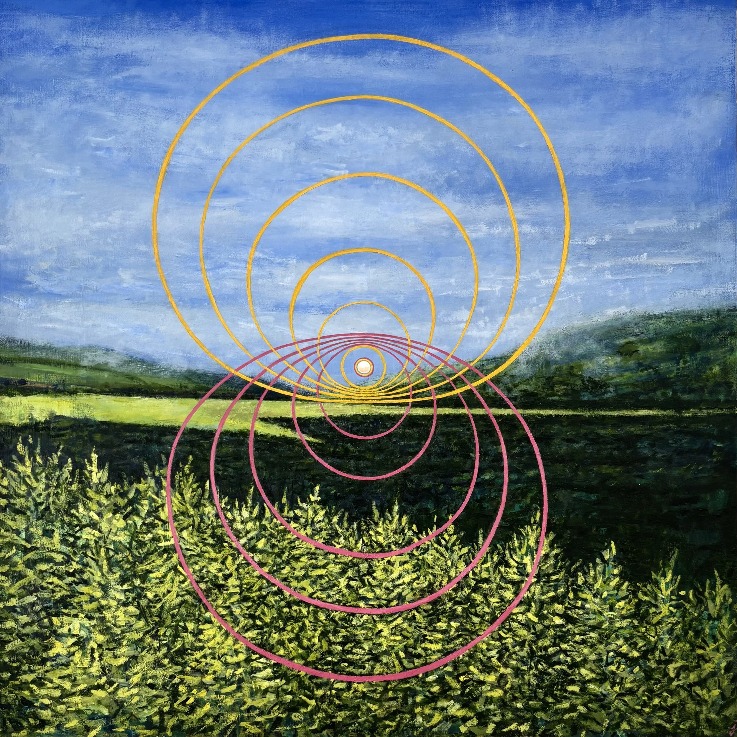 'Hidden Geometry V: vesica piscis [Pearl of the Midwest]', 24x24", oil on canvas, 2026