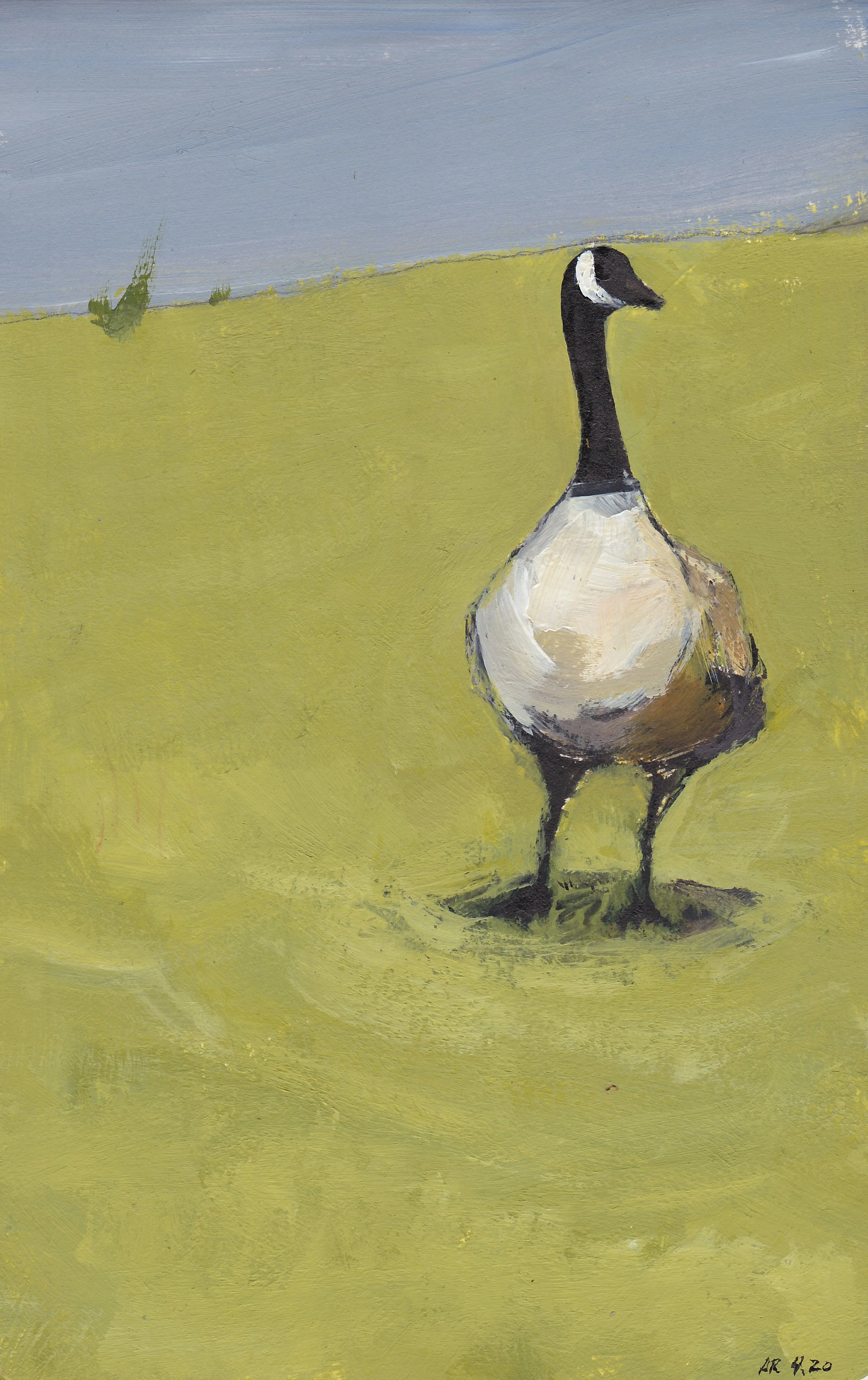 goose, watching (study), watercolor and gouache on paper, 2020