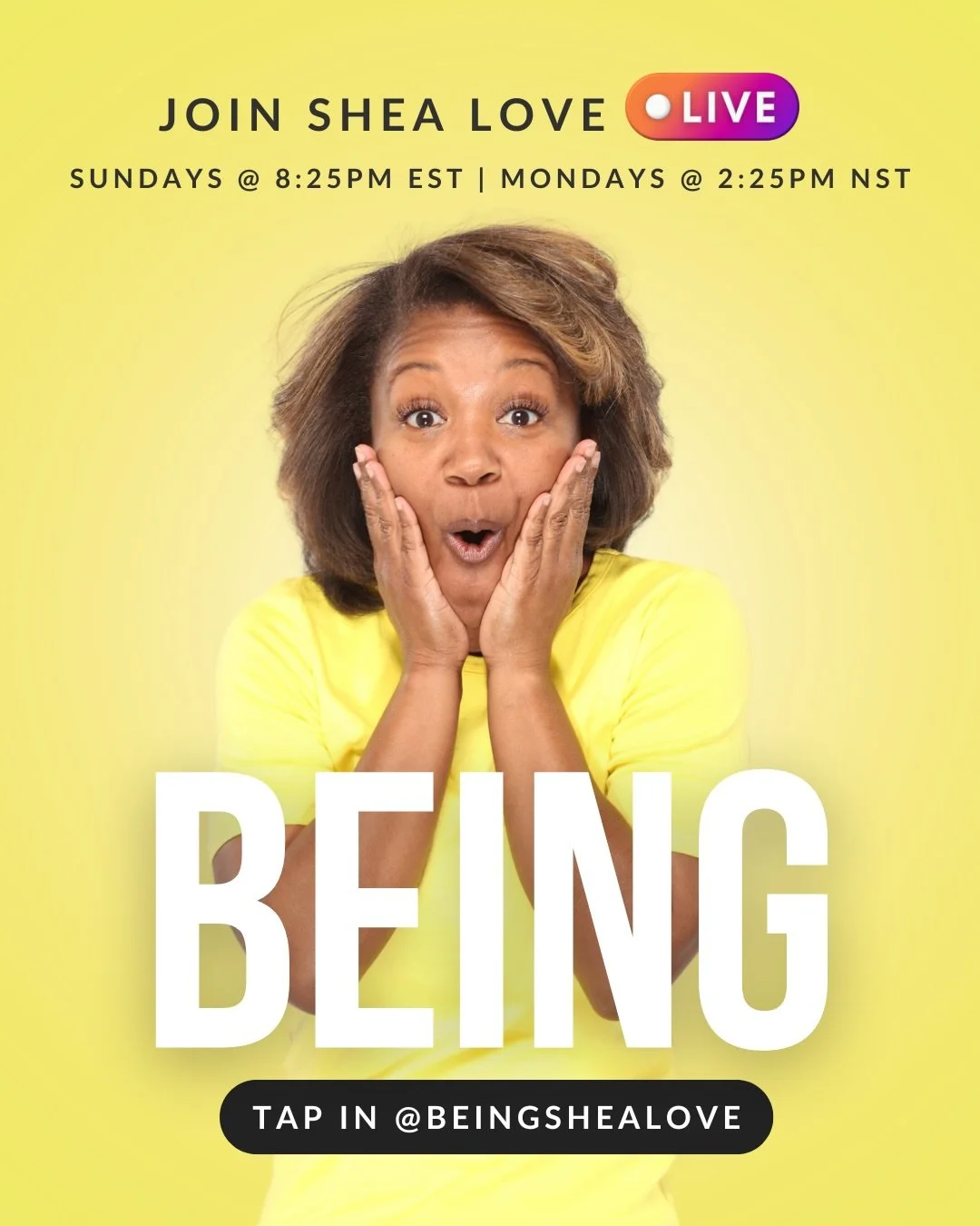 Tell me about your holidays! Tap in to BEING Sunday at 8:25pm EST and Monday at 2:25pm NST. 💛 #beingshealove