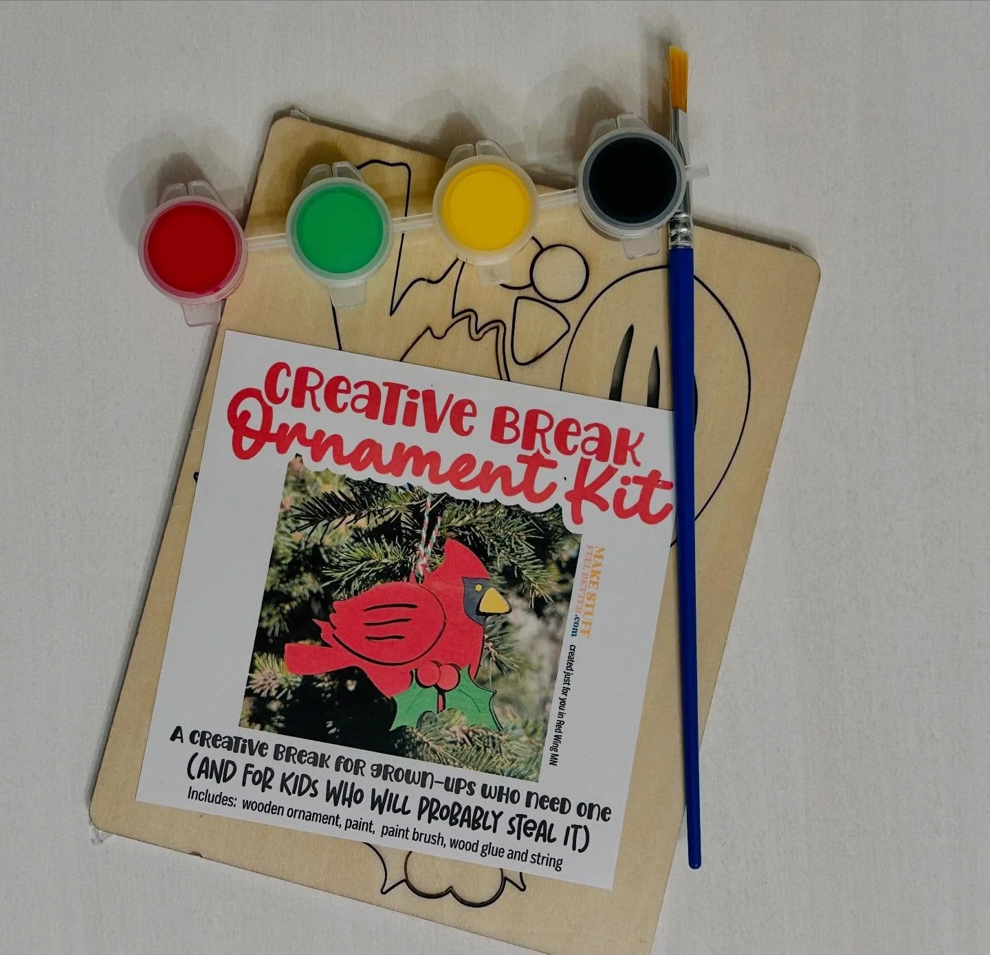 Grown ups deserve creative breaks too! 
Take a minute for yourself and make yourself a fun ornament. In stock now at @redwingsmith in Downtown Red Wing!