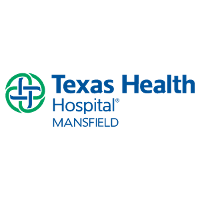 Texas Health Mansfield hospital logo with blue text and a green and blue cross symbol