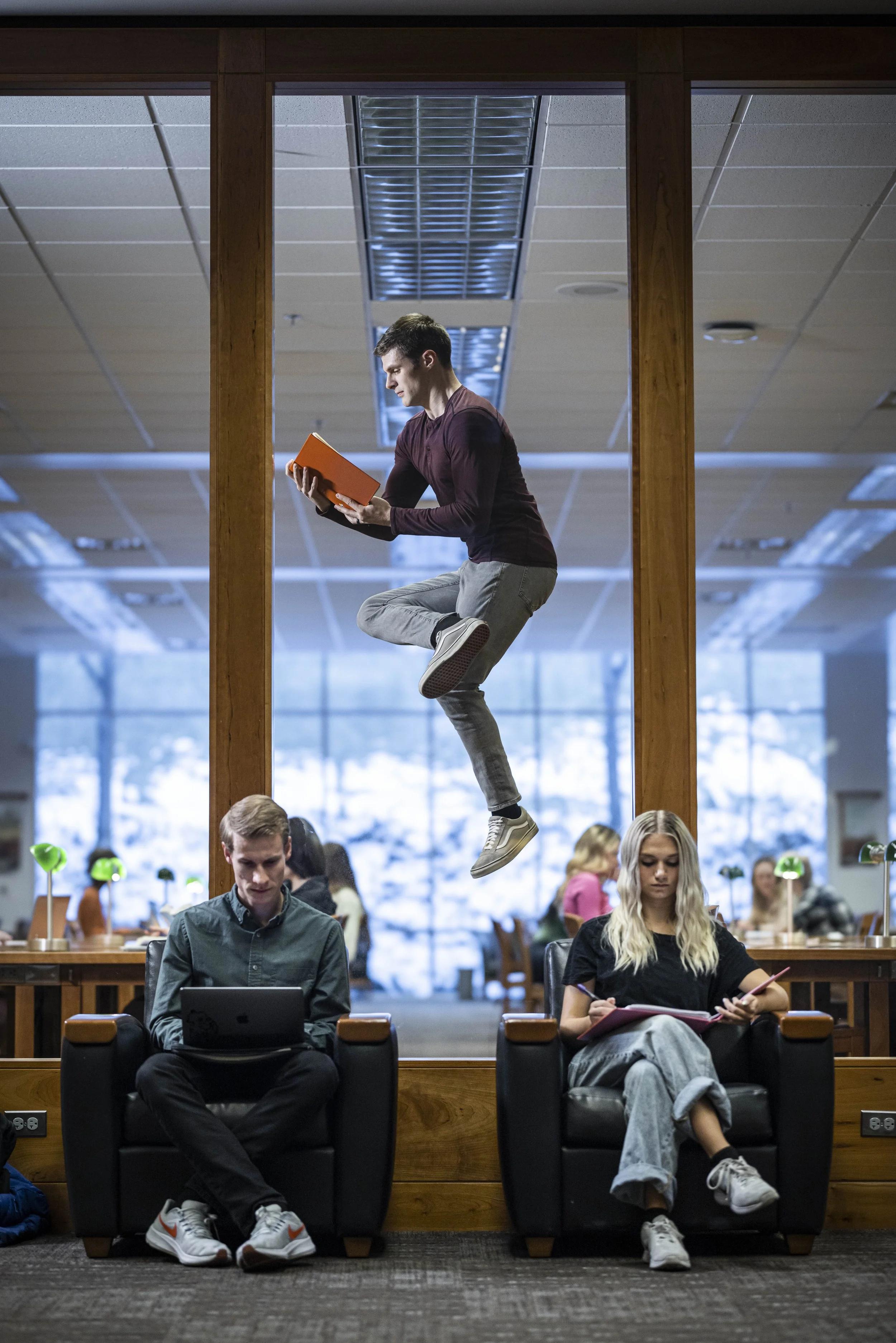 This was part of a photo shoot held by the BYU Dance department along side BYU Photo. Pictures were taken by Jaren Wiley in the Harold B. Lee Library. 
